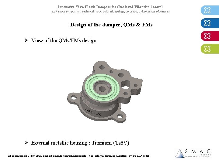 Innovative Visco Elastic Dampers for Shock and Vibration Control 32 nd Space Symposium, Technical