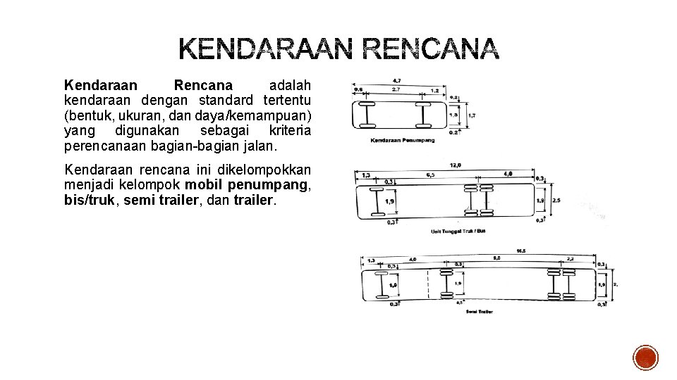 Kendaraan Rencana adalah kendaraan dengan standard tertentu (bentuk, ukuran, dan daya/kemampuan) yang digunakan sebagai