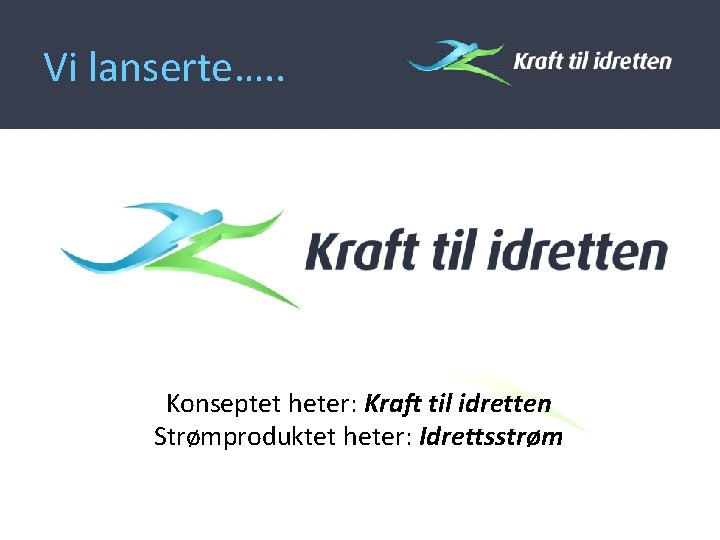 Vi lanserte…. . Konseptet heter: Kraft til idretten Strømproduktet heter: Idrettsstrøm 