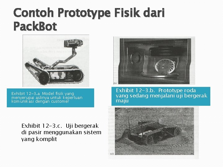 Contoh Prototype Fisik dari Pack. Bot Exhibit 12 -3. a Model fisik yang menyerupai