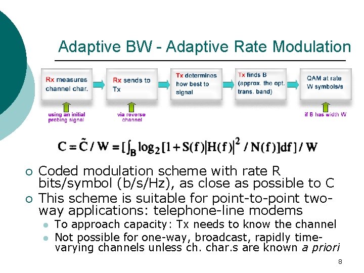 Adaptive BW - Adaptive Rate Modulation ¡ ¡ Coded modulation scheme with rate R