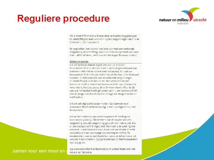 Reguliere procedure 