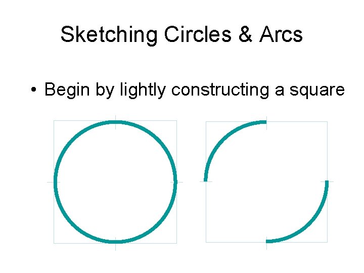 Sketching Circles & Arcs • Begin by lightly constructing a square 