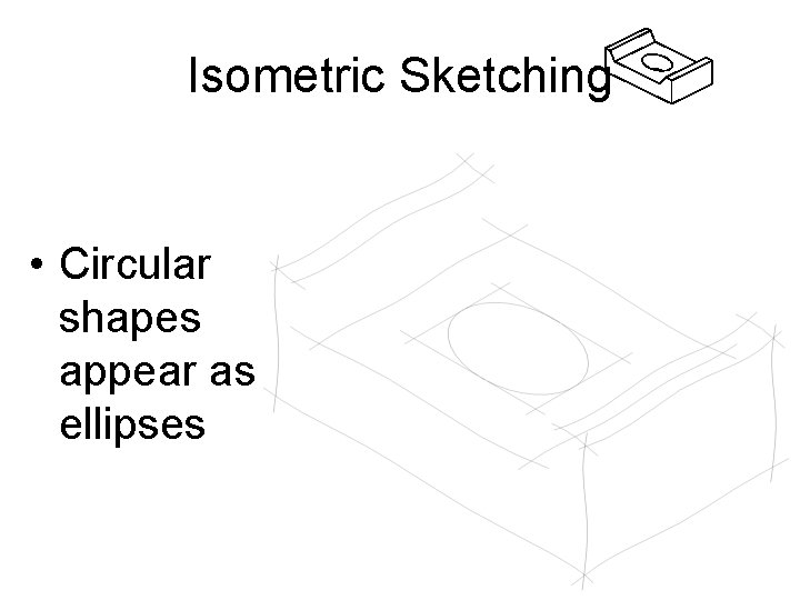 Isometric Sketching • Circular shapes appear as ellipses 