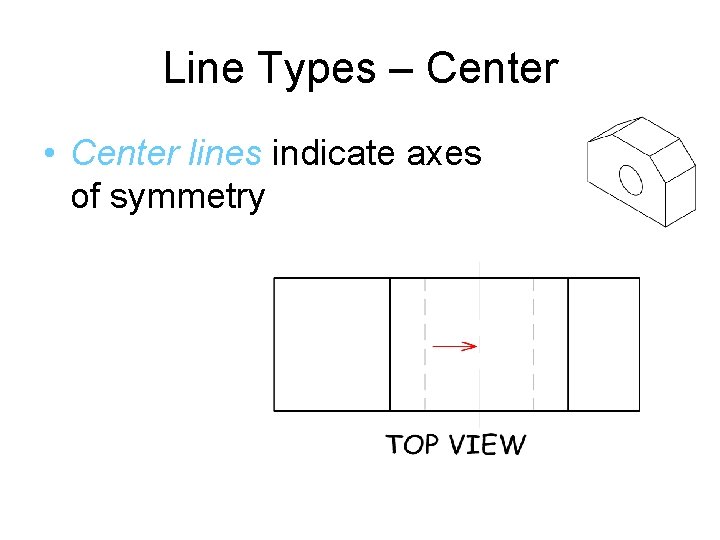 Line Types – Center • Center lines indicate axes of symmetry 