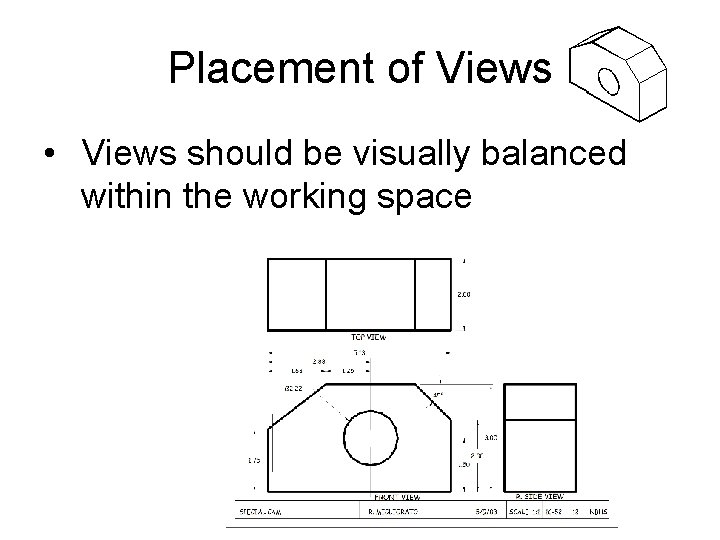 Placement of Views • Views should be visually balanced within the working space 