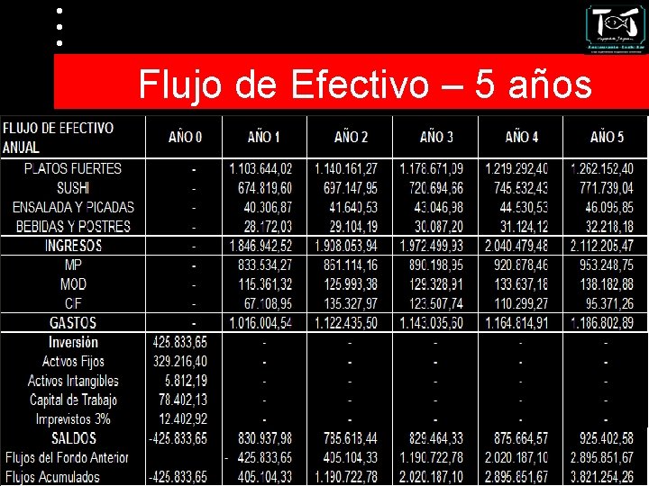 Flujo de Efectivo – 5 años 