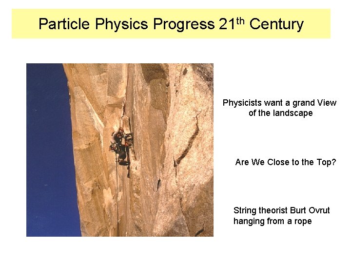 Particle Physics Progress 21 th Century Physicists want a grand View of the landscape