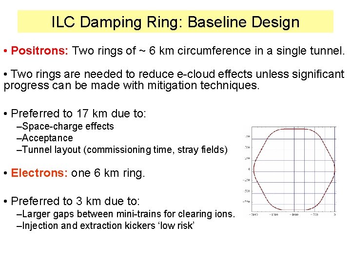 ILC Damping Ring: Baseline Design • Positrons: Two rings of ~ 6 km circumference