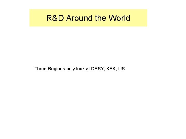 R&D Around the World Three Regions-only look at DESY, KEK, US 