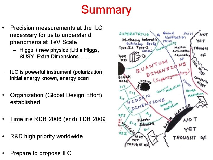 Summary • Precision measurements at the ILC necessary for us to understand phenomena at