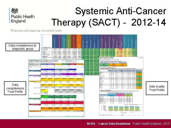 Systemic Anti-Cancer Therapy (SACT) - 2012 -14 Data completeness by diagnostic group Data completeness