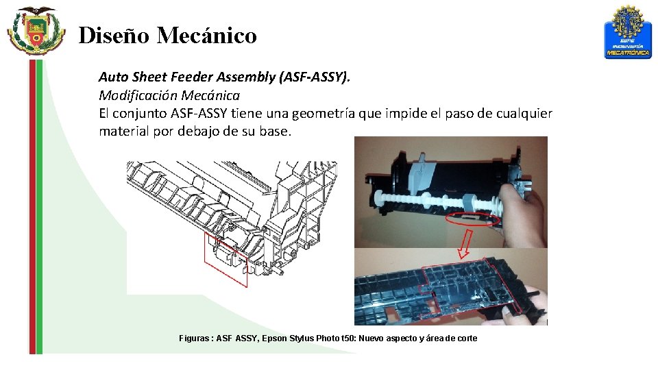 Diseño Mecánico Auto Sheet Feeder Assembly (ASF-ASSY). Modificación Mecánica El conjunto ASF-ASSY tiene una