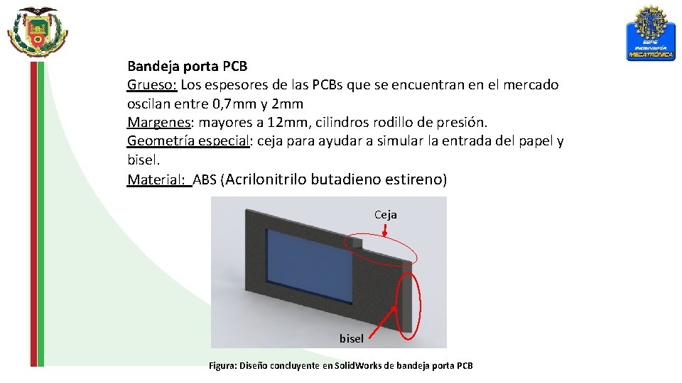 Bandeja porta PCB Grueso: Los espesores de las PCBs que se encuentran en el