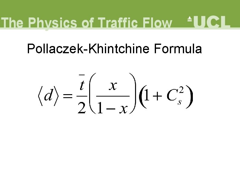 Pollaczek-Khintchine Formula 