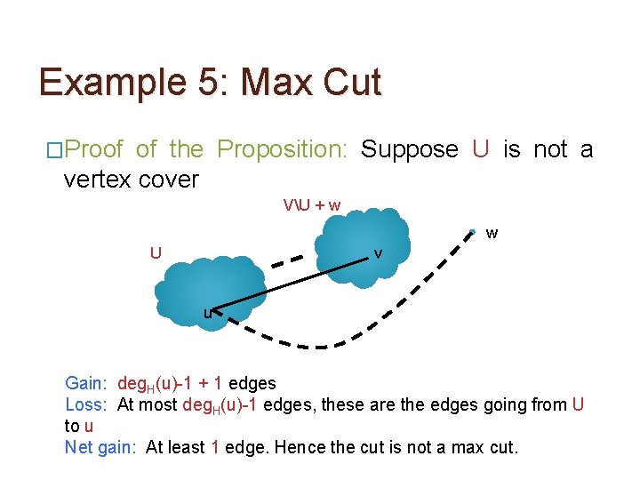 Example 5: Max Cut �Proof of the Proposition: Suppose U is not a vertex