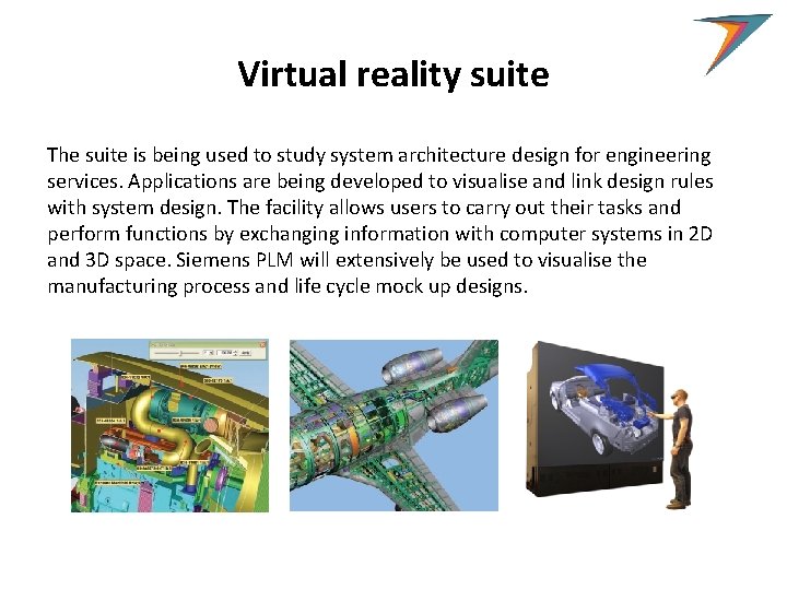 Virtual reality suite The suite is being used to study system architecture design for