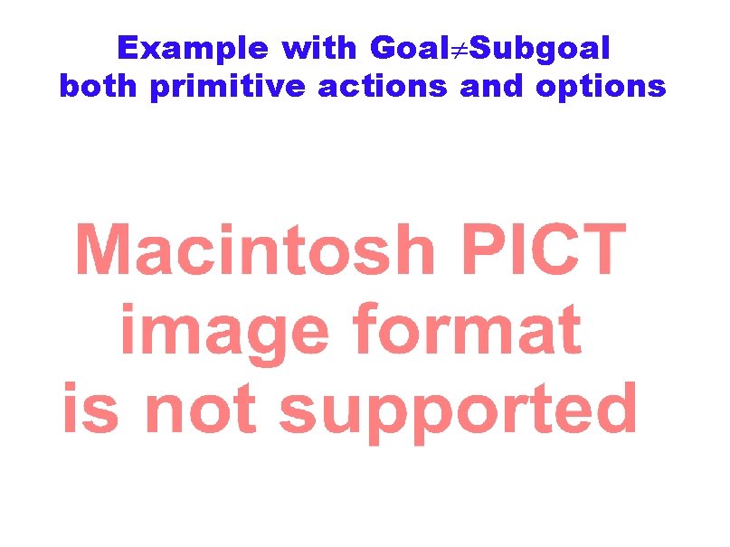 Example with Goal Subgoal both primitive actions and options 