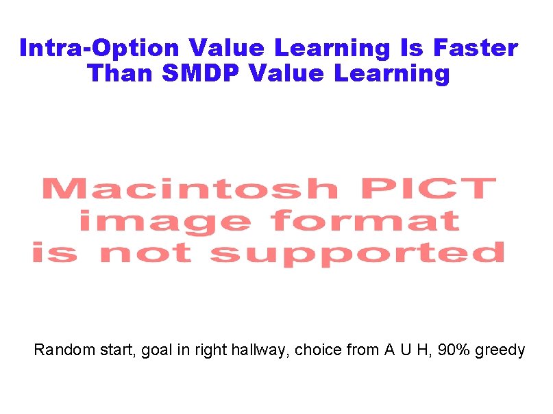 Intra-Option Value Learning Is Faster Than SMDP Value Learning Random start, goal in right