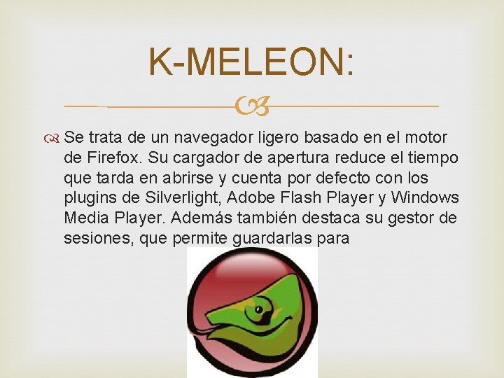K-MELEON: Se trata de un navegador ligero basado en el motor de Firefox. Su