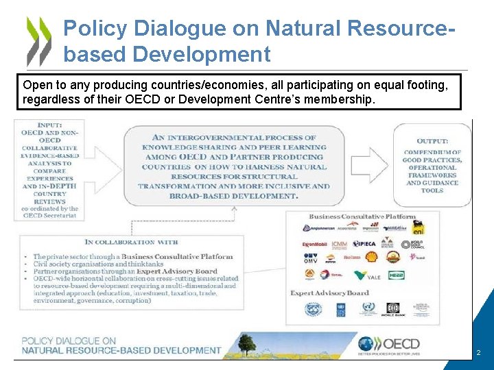 Policy Dialogue on Natural Resourcebased Development Open to any producing countries/economies, all participating on