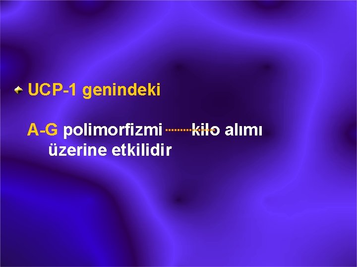 UCP-1 genindeki A-G polimorfizmi üzerine etkilidir kilo alımı 