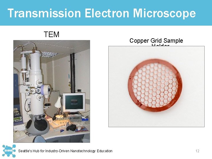 Transmission Electron Microscope TEM Seattle’s Hub for Industry-Driven Nanotechnology Education Copper Grid Sample Holder