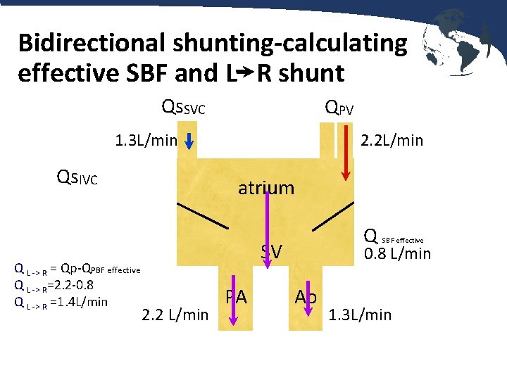 Bidirectional shunting-calculating effective SBF and L R shunt Qs. SVC QPV 1. 3 L/min
