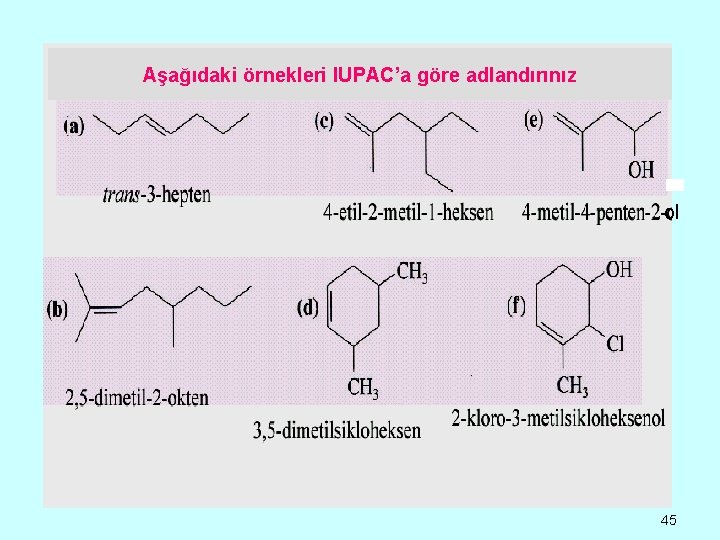 Örnekleri örnekleri IUPAC’a göre adlandırınız Aşağıdaki ol 45 