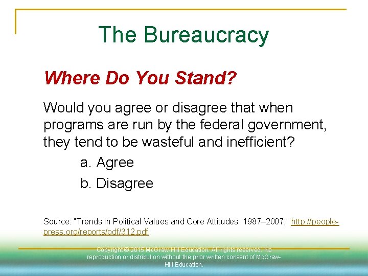 The Bureaucracy Where Do You Stand? Would you agree or disagree that when programs