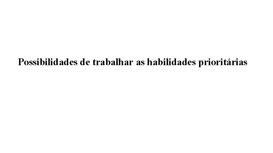 Possibilidades de trabalhar as habilidades prioritárias 