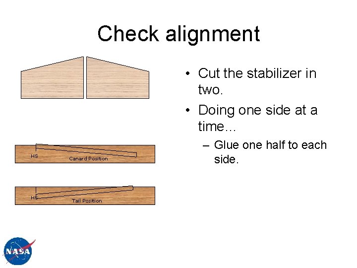 Check alignment • Cut the stabilizer in two. • Doing one side at a