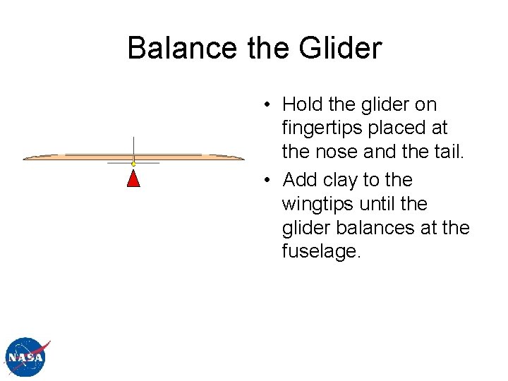 Balance the Glider • Hold the glider on fingertips placed at the nose and