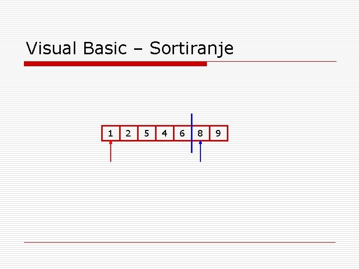 Visual Basic – Sortiranje 1 2 5 4 6 8 9 