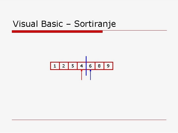 Visual Basic – Sortiranje 1 2 5 4 6 8 9 