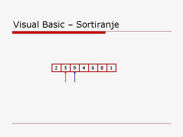 Visual Basic – Sortiranje 2 5 9 4 6 8 1 