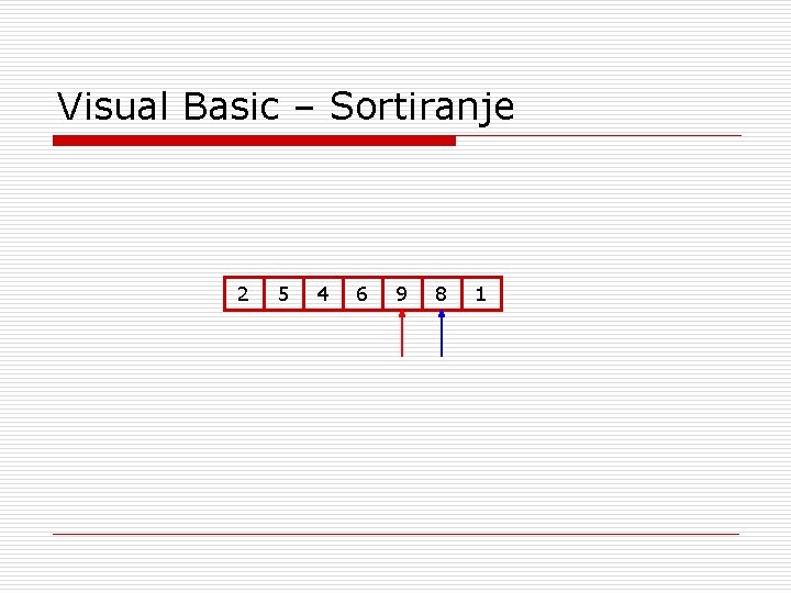 Visual Basic – Sortiranje 2 5 4 6 9 8 1 