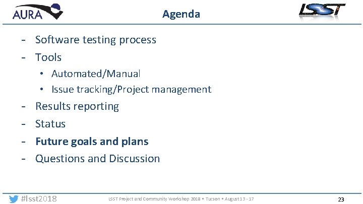 Agenda - Software testing process - Tools • Automated/Manual • Issue tracking/Project management -