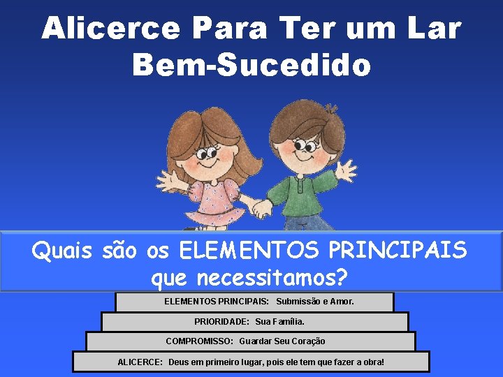 Alicerce Para Ter um Lar Bem-Sucedido Quais são os ELEMENTOS PRINCIPAIS que necessitamos? DESEJO