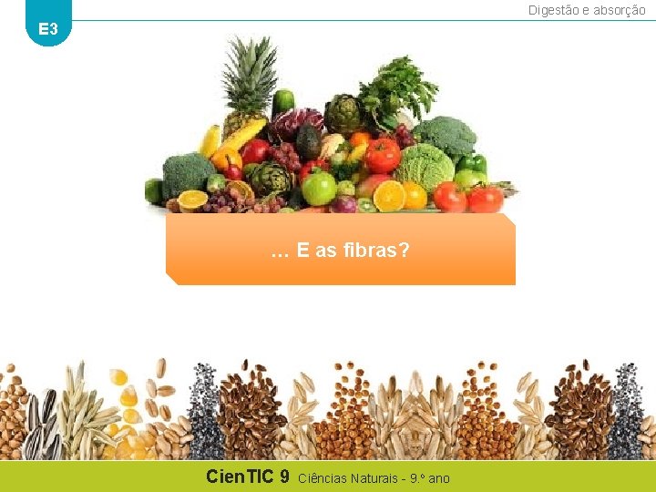 Digestão e absorção E 3 … E as fibras? Cien. TIC 9 Ciências Naturais