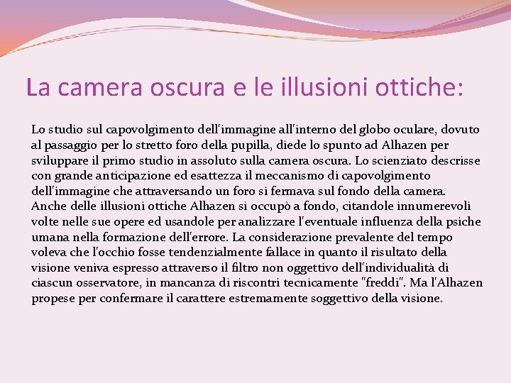 La camera oscura e le illusioni ottiche: Lo studio sul capovolgimento dell'immagine all'interno del