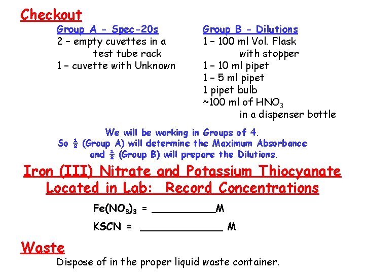 Checkout Group A - Spec-20 s 2 – empty cuvettes in a test tube