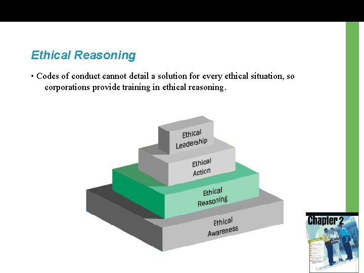 Ethical Reasoning • Codes of conduct cannot detail a solution for every ethical situation,