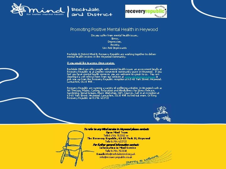 Promoting Positive Mental Health in Heywood Do you suffer from mental health issues, Stress,