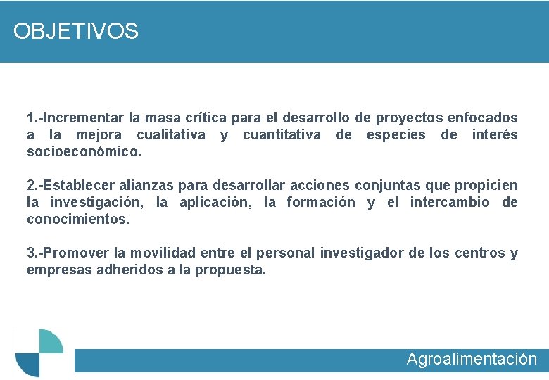 OBJETIVOS 1. -Incrementar la masa crítica para el desarrollo de proyectos enfocados a la