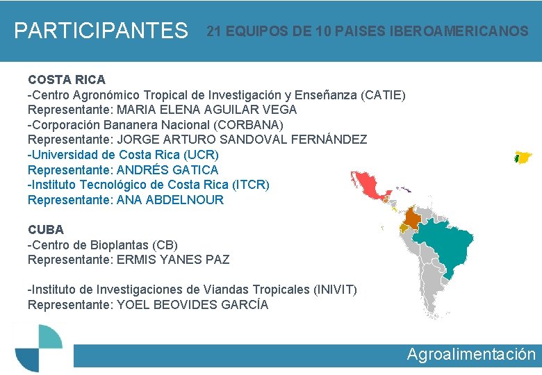 PARTICIPANTES 21 EQUIPOS DE 10 PAISES IBEROAMERICANOS COSTA RICA -Centro Agronómico Tropical de Investigación
