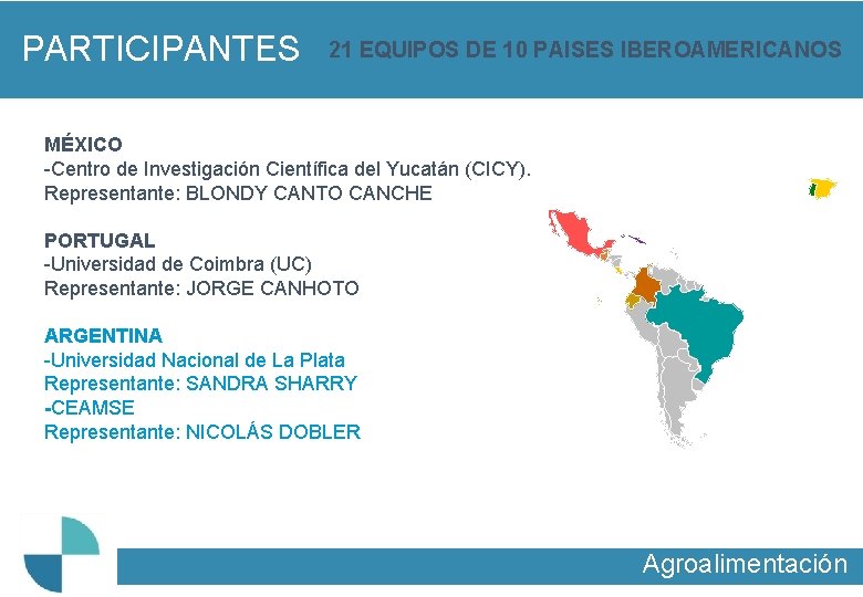 PARTICIPANTES 21 EQUIPOS DE 10 PAISES IBEROAMERICANOS MÉXICO -Centro de Investigación Científica del Yucatán