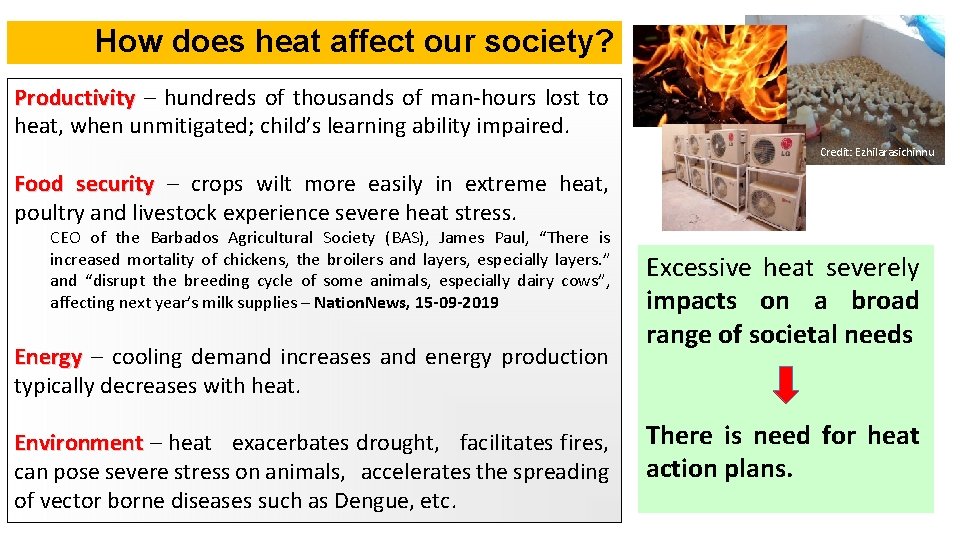 How does heat affect our society? Productivity – hundreds of thousands of man-hours lost