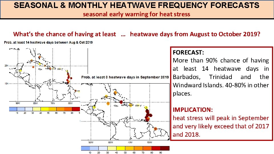 SEASONAL & MONTHLY HEATWAVE FREQUENCY FORECASTS seasonal early warning for heat stress What’s the