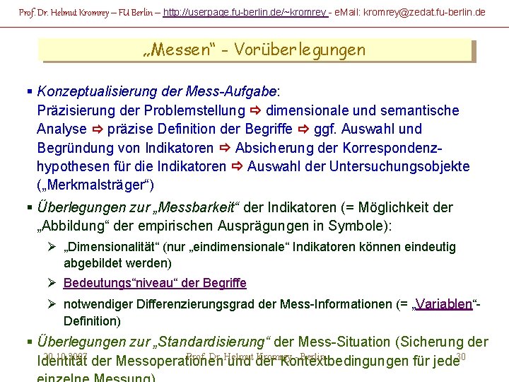 Prof. Dr. Helmut Kromrey – FU Berlin – http: //userpage. fu-berlin. de/~kromrey - e.